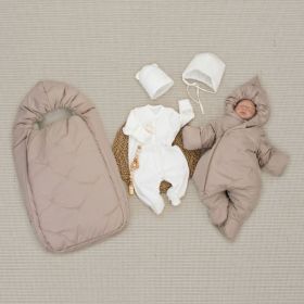 Комплект на выписку 5 предметов "Акварель.Вышивка Медвежонок", зимний, капучино