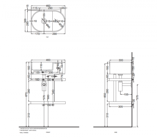 Столешница для каркаса Cielo Les Petites LPPIO46 овальная 45х28х1,2 см схема 3
