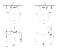 Биде напольное Cielo Itaca ITBI с 1 отверстием под смеситель, крепеж в комплекте схема 2 Биде напольное Cielo Itaca ITBI с 1 отверстием под смеситель, крепеж в комплекте схема 2