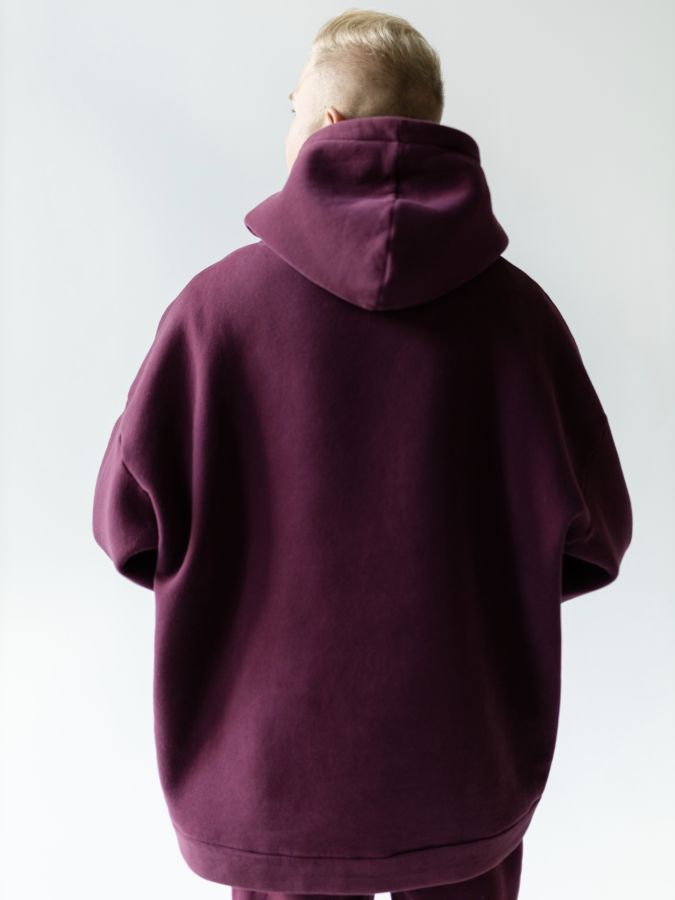 Худи оверсайз с начесом каберне