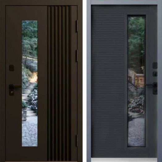 Входная дверь Termo-door Фортис Муар коричневый 8019 - Графит с терморазрывом и стеклопакетом