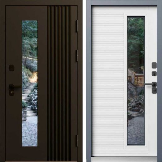 Входная дверь Termo-door Фортис Муар коричневый 8019 - Лиственница с терморазрывом и стеклопакетом