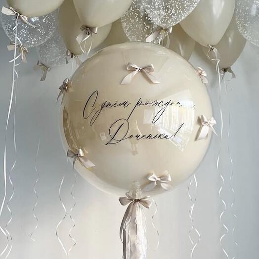 Песочный сет с бантиками из шаров с гелием