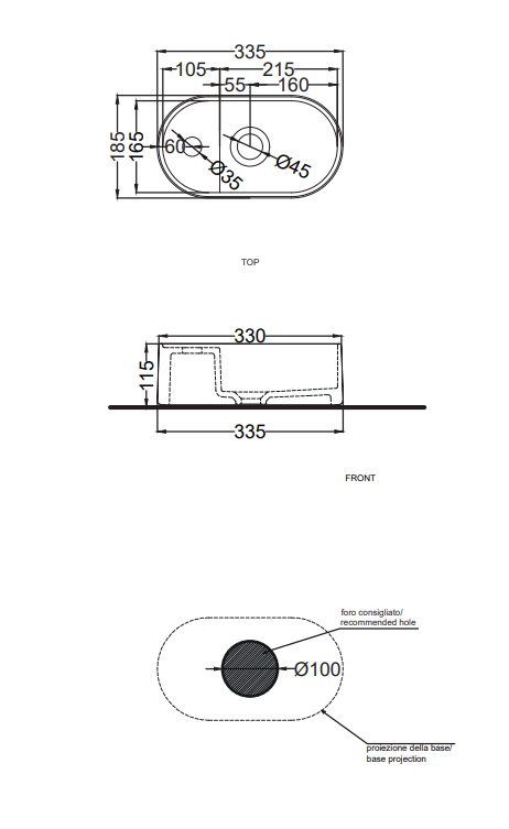 Накладная овальная раковина Cielo Les Petites LPLAO/LPLAOSF 55х31 см ФОТО