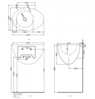 Раковина подвесная Cielo Le Giare LGLS56TR/LGLS56TRSF с переливом 56х45х35 см схема 2