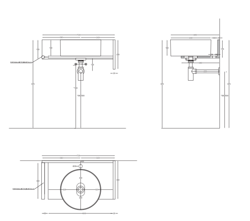 Полотенцедержатель настенный Cielo Theo THPL70 длина 70 см ФОТО