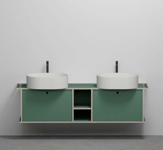 Тумба подвесная/напольная Cielo Theo 175 THMF175C2/THMF175C2SF из материала Fenix, с 2 дверцами и открытой полкой 175х63х38 см ФОТО