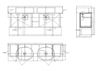 Тумба подвесная/напольная Cielo Theo 175 из материала Fenix, с 4 ящиками и открытой полкой THMF175A4/THMF175A4SF 175х63х38 см схема 2