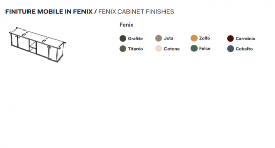 Тумба подвесная/напольная Cielo Theo 175 из материала Fenix, с 4 ящиками и открытой полкой THMF175A4/THMF175A4SF 175х63х38 см схема 11