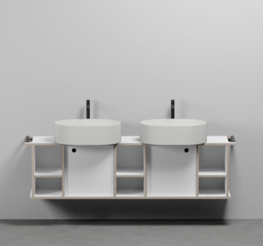 Тумба подвесная/напольная Cielo Theo 175 из материала Fenix, с 2 дверцами и 3 открытыми полками THMF175A2/THMF175A2SF 175х63х38 см схема 4 Тумба подвесная/напольная Cielo Theo 175 из материала Fenix, с 2 дверцами и 3 открытыми полками THMF175A2/THMF175A2SF 175х63х38 см схема 4