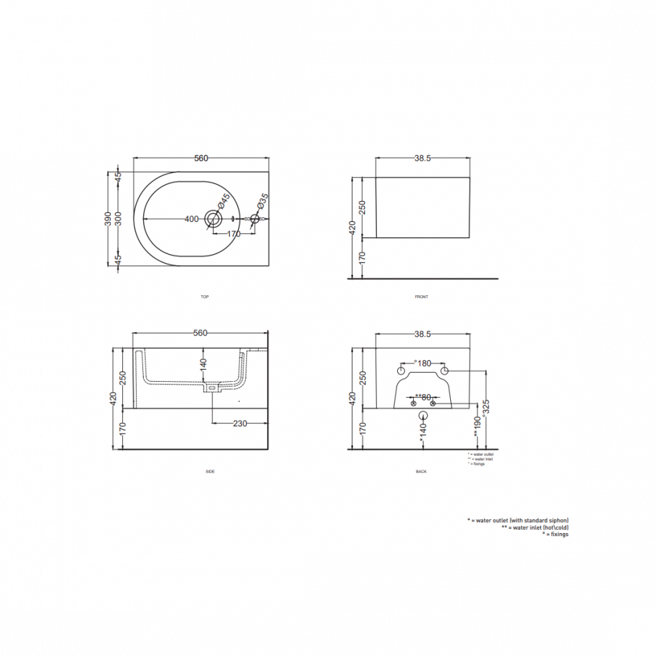 Биде подвесное Cielo Otis OTBS с 1 отверстием под смеситель, крепеж в комплекте ФОТО
