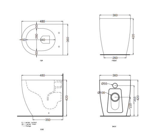 Унитаз безободковый напольный Cielo Smile Pro MINI SMVARKP схема 2