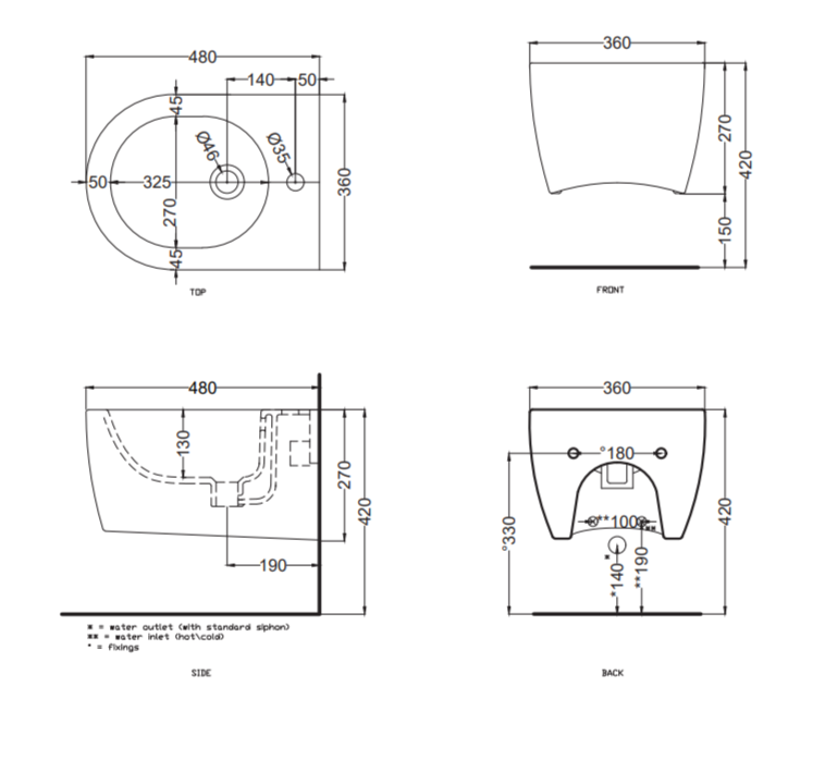 Биде подвесное Cielo Smile Pro MINI SMBSRP ФОТО