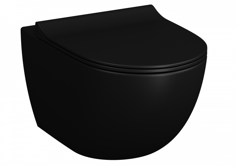 Подвесной унитаз VitrA Sento безободковый Rim-ex матовый черный 7748B083-0101