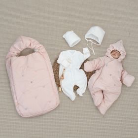 Комплект на выписку 5 предметов "Акварель.Вышивка Сердечки", зимний, розовая пудра