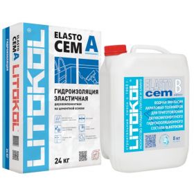 Гидроизоляция Полимерцементная 2-х комп. Фиброармированная Litokol Elastocem  Компонент A+В(32кг).