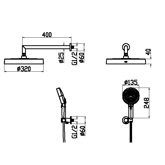 Душевой комплект Boheme Cell 427-G, золотой ФОТО