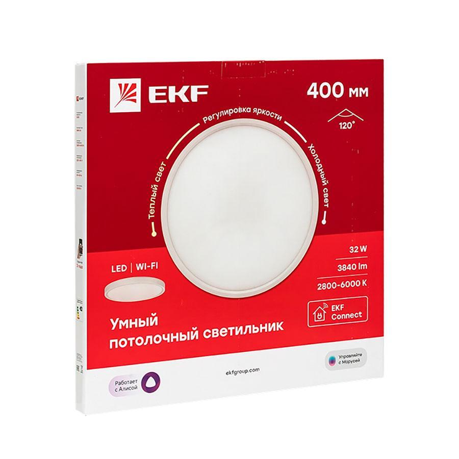 Умный потолочный светильник 400 мм 32W EKF Connect sclwf-400-cct