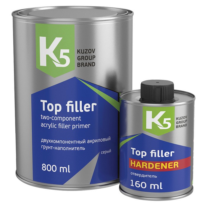 K5 Top Filler Grey Грунт 2К акриловый, с отвердителем серый, 5:1 (800мл+160 мл) (со стаканом)