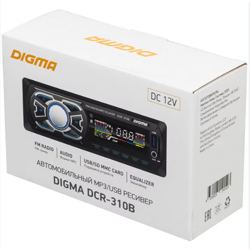 Автомагнитола Digma DCR-310B, USB, SD/MMC