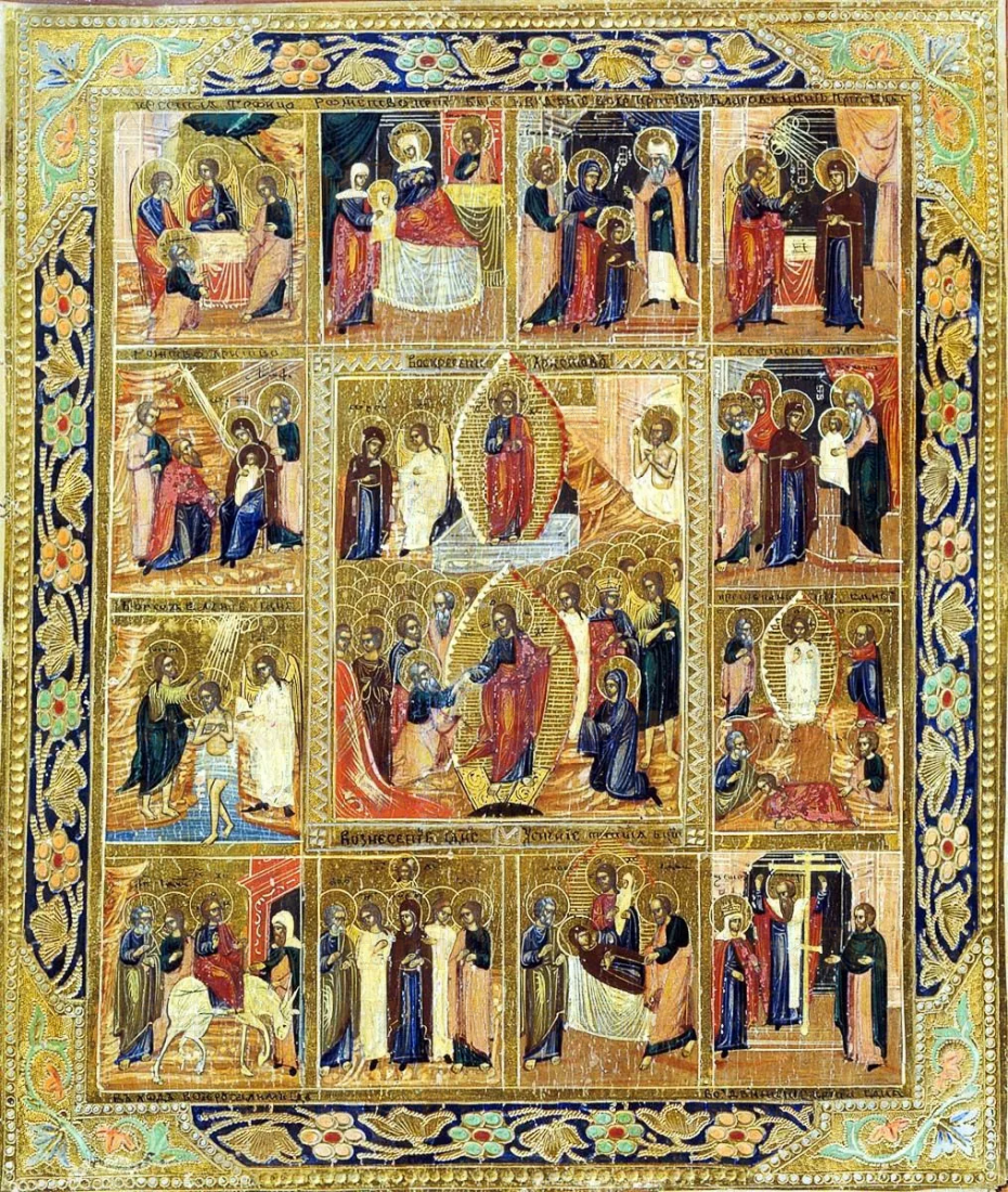 Икона Двунадесятые праздники (рукописная вариант 7)