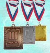 Наградной комплект из 3-х квадратных медалей 55х35 мм Шильд Наска