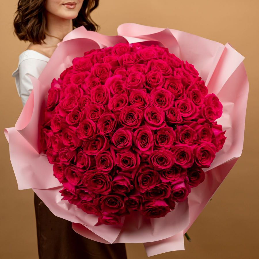 Розовая роза от 7 шт (60см)