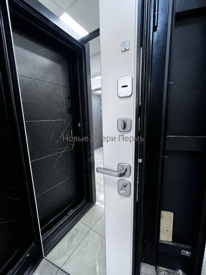 Входная дверь 9см Серебро зеркало Эмалит белый