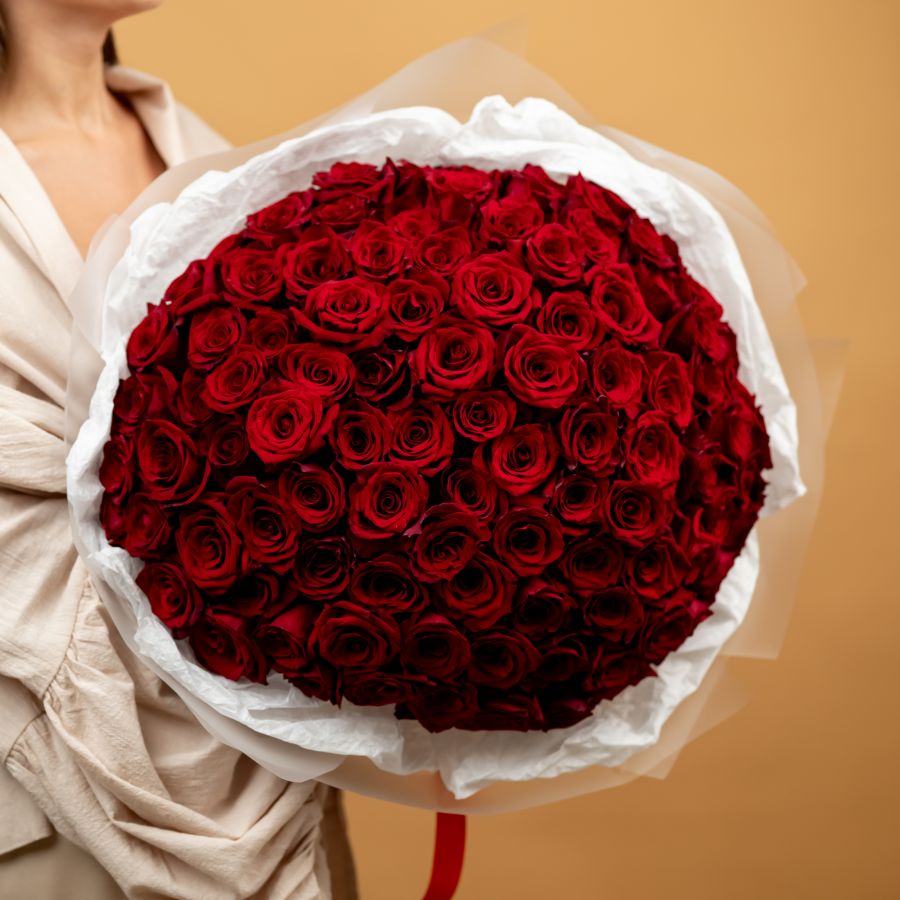 101 красная роза 60см