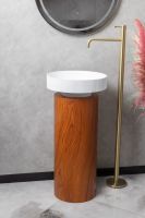 Напольная раковина Sole Corian 40x13 см, деревянный пьедестал схема 3