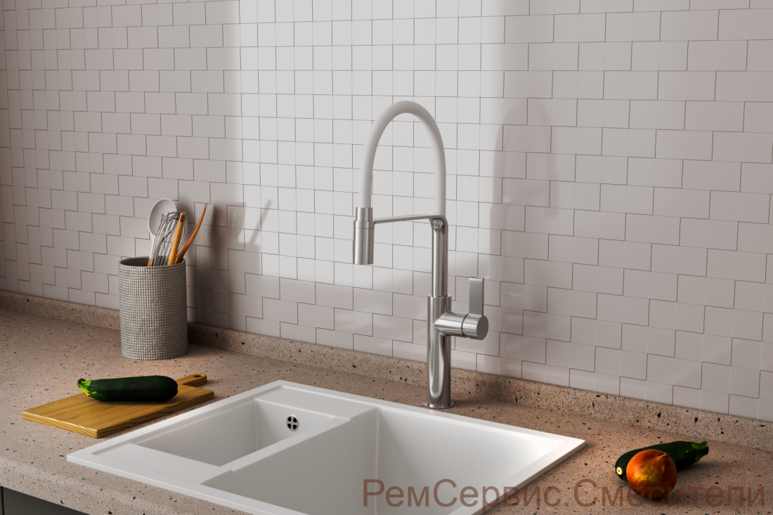 Смеситель для кухонной мойки с гибким изливом RUSH (MS9035-35White)