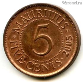 Маврикий 5 центов 2005