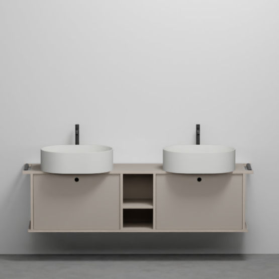 Изображение Тумба подвесная/напольная Cielo Theo 175 THMF175C2/THMF175C2SF из материала Fenix, с 2 дверцами и открытой полкой 175х63х38 см