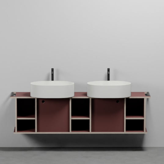 Изображение Тумба подвесная/напольная Cielo Theo 175 из материала Fenix, с 2 дверцами и 3 открытыми полками THMF175A2/THMF175A2SF 175х63х38 см