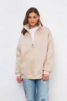 Женский свитшот на молнии оверсайз начес 14427 [бежевый]