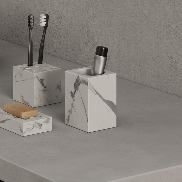 Стакан Dea Design Marble MIA quadro DD1630 настольный 80х80хh120 мм