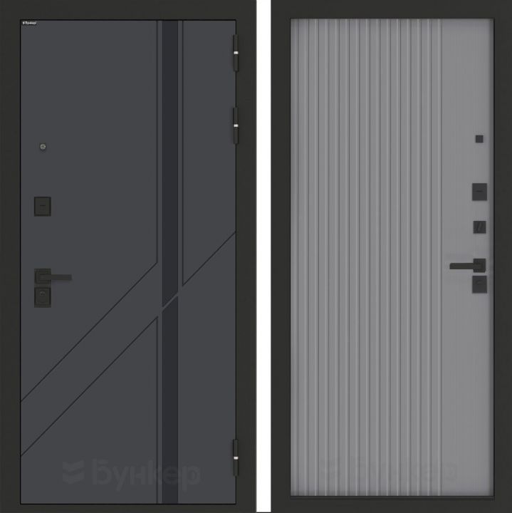Входная дверь Бункер BN-12 - 29 Серый софт рельеф