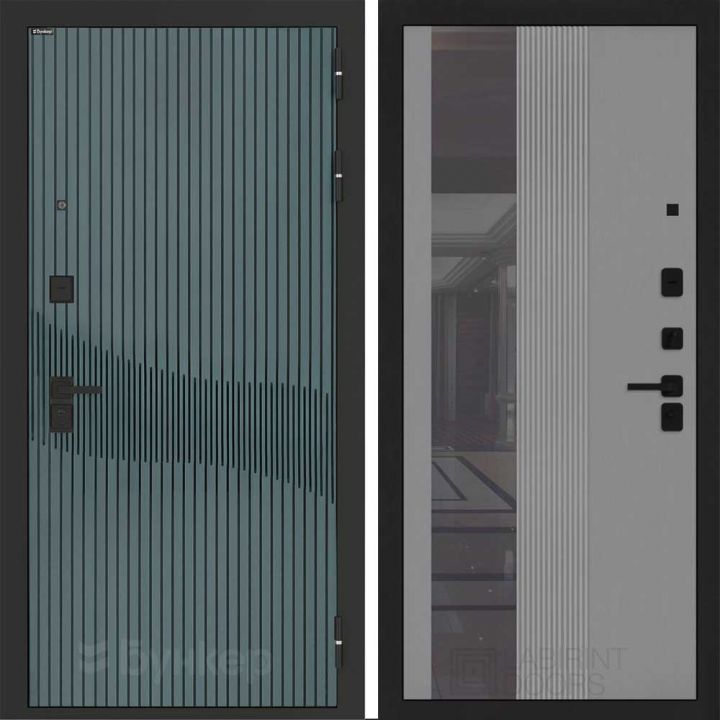 Входная дверь Бункер BN-13 - 32 Зеркало тонировка Серый софт рельеф