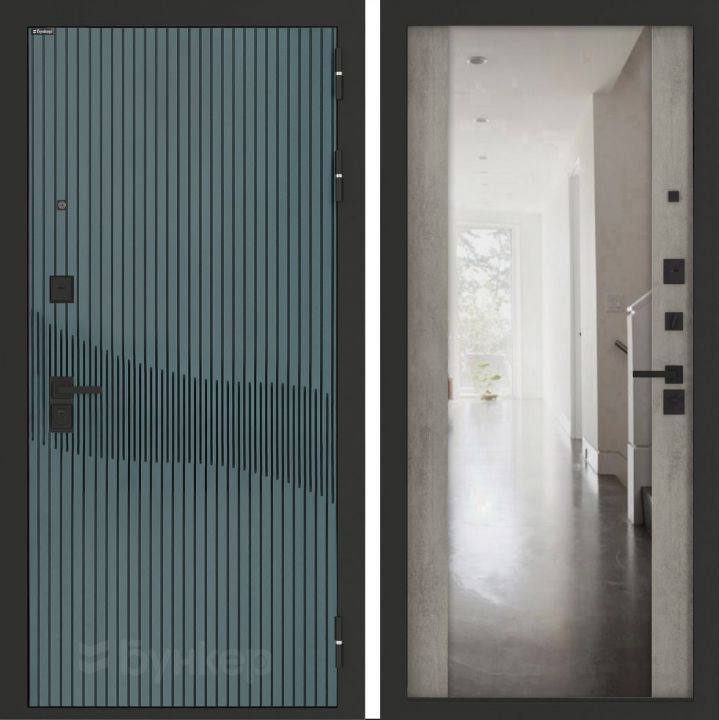 Входная дверь Бункер BN-13 - Зеркало максимум 
Бетон светлый