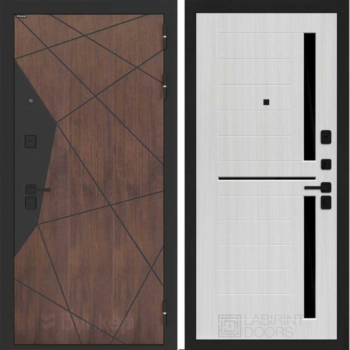 Входная дверь Бункер BN-14 - 02 Сандал белый, стекло черное