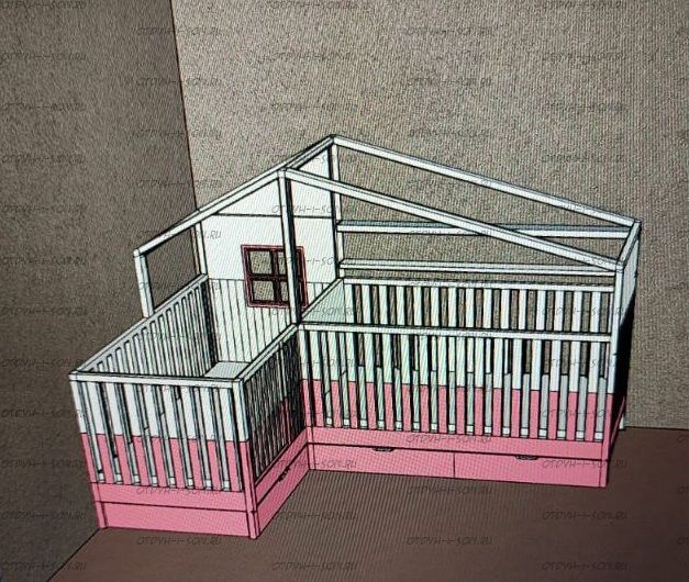 Кровать Домик угловой Simple (для двоих детей)