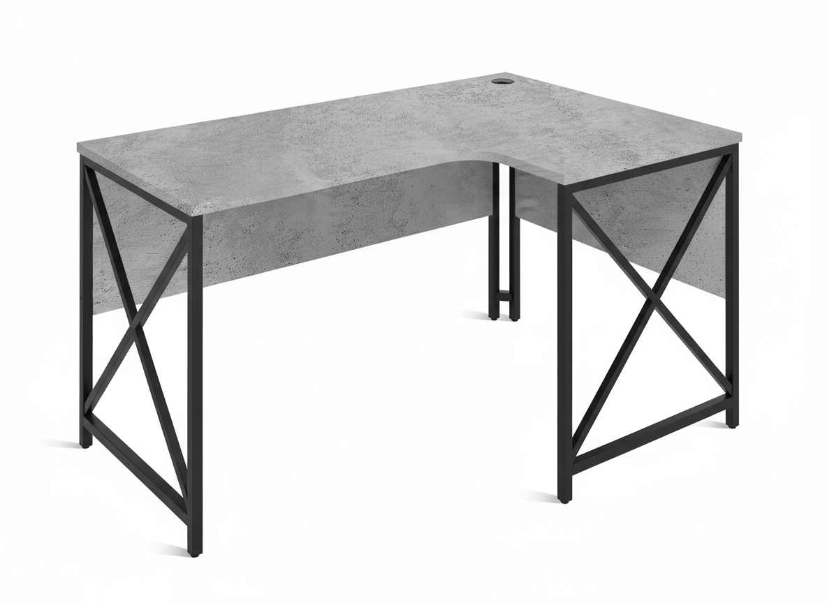 ЛОФТ-4 Стол рабочий эргономичный правый (1350х900-600х750 мм) Бетон