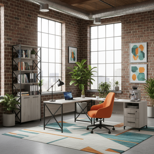 ЛОФТ-4 Стол рабочий эргономичный правый (1350х900-600х750 мм) Дуб Канадский