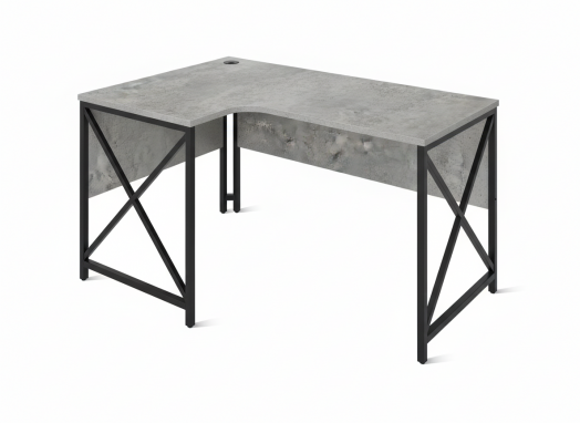 ЛОФТ-3 Стол рабочий эргономичный левый (1350х900-600х750 мм) Бетон