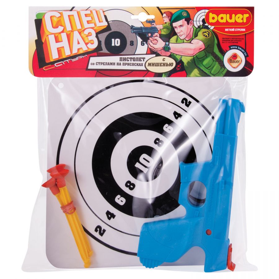 Пистолет большой с мишенью "Спецназ" (в пакете)