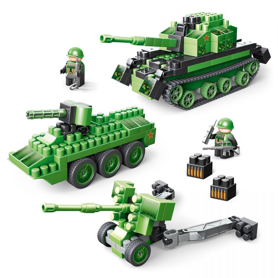Конструктор "Армия". "Набор с большим танком, БТР и гаубицей."