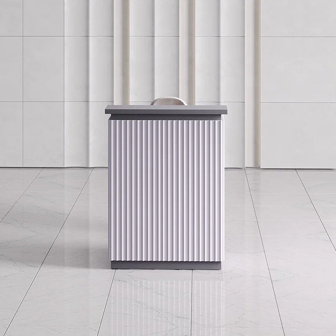 Ресепшн «Крафт мини» в МДФ пленке -волна черный/голубой