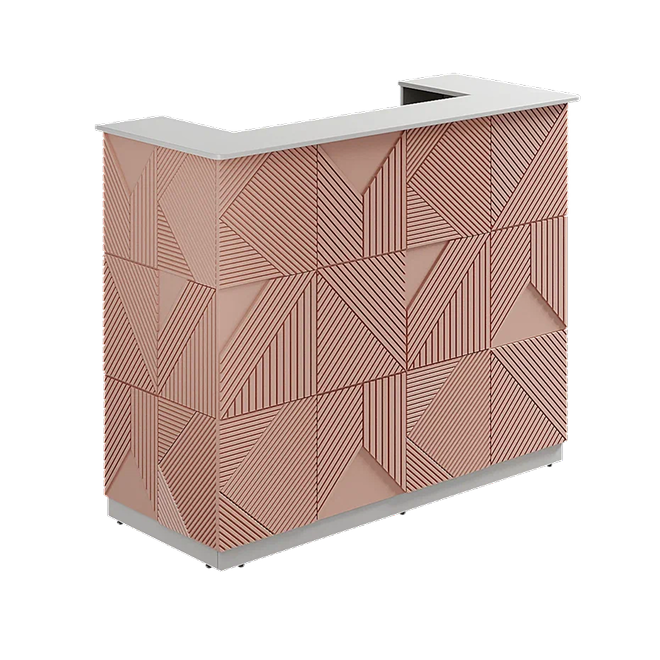 Ресепшн с фрезировкой фокус в МДФ пленке белый/камелия