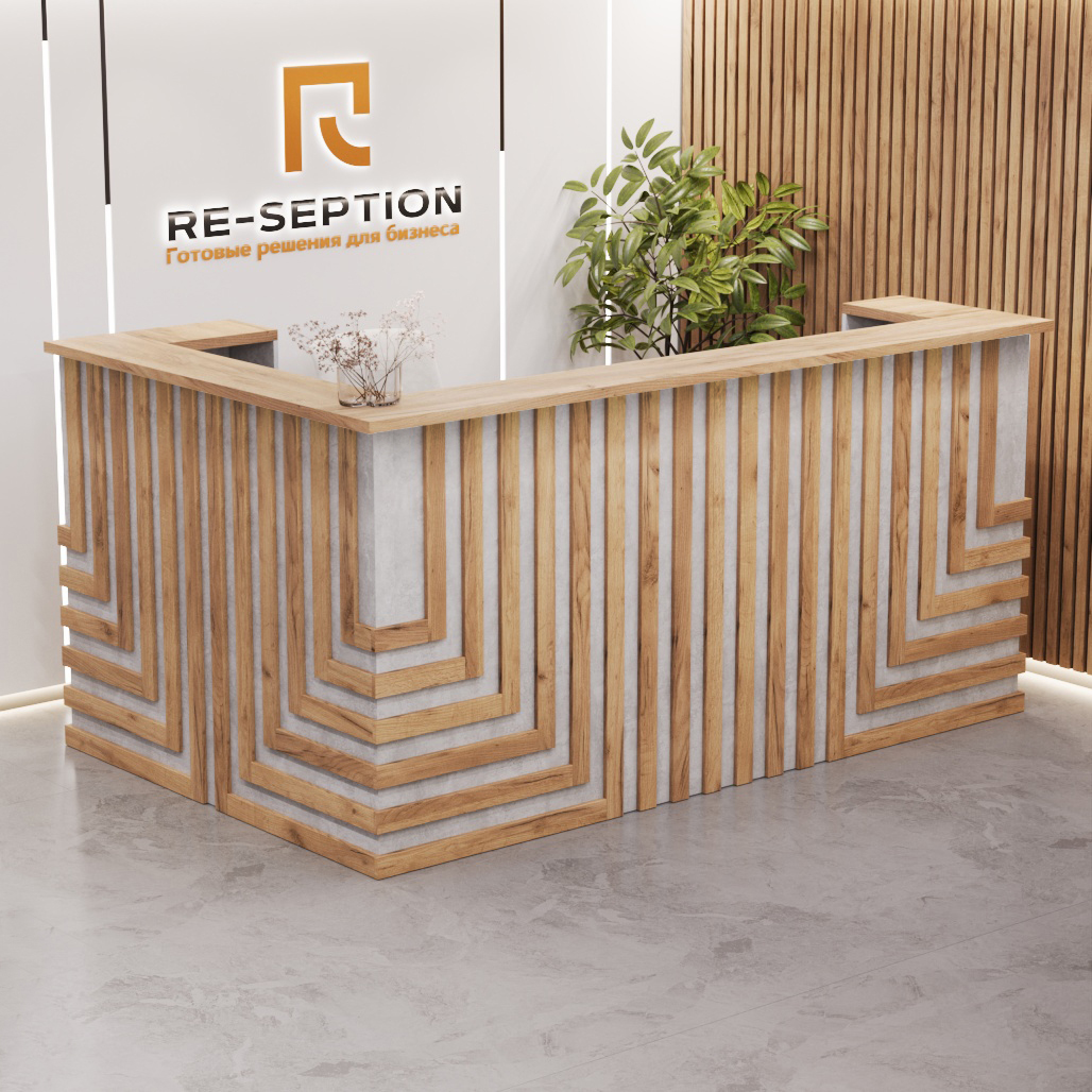 Ресепшн «Нептун угловой» Цемент Светлый / Дуб Вотан