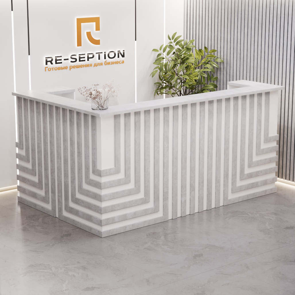 Ресепшн «Нептун угловой» Белый + Цемент светлый